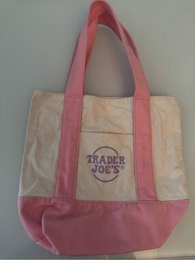 FINAL SALE‼️Trader Joe’s Pink and Cream canvas Tote Bag
